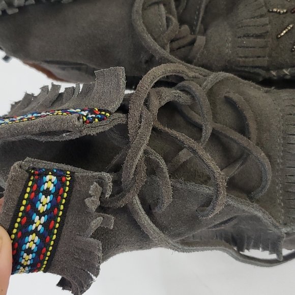 Ziginy Grizzleez Helen Gray leather suede Moccasin wedges women's size 7 - Picture 14 of 15